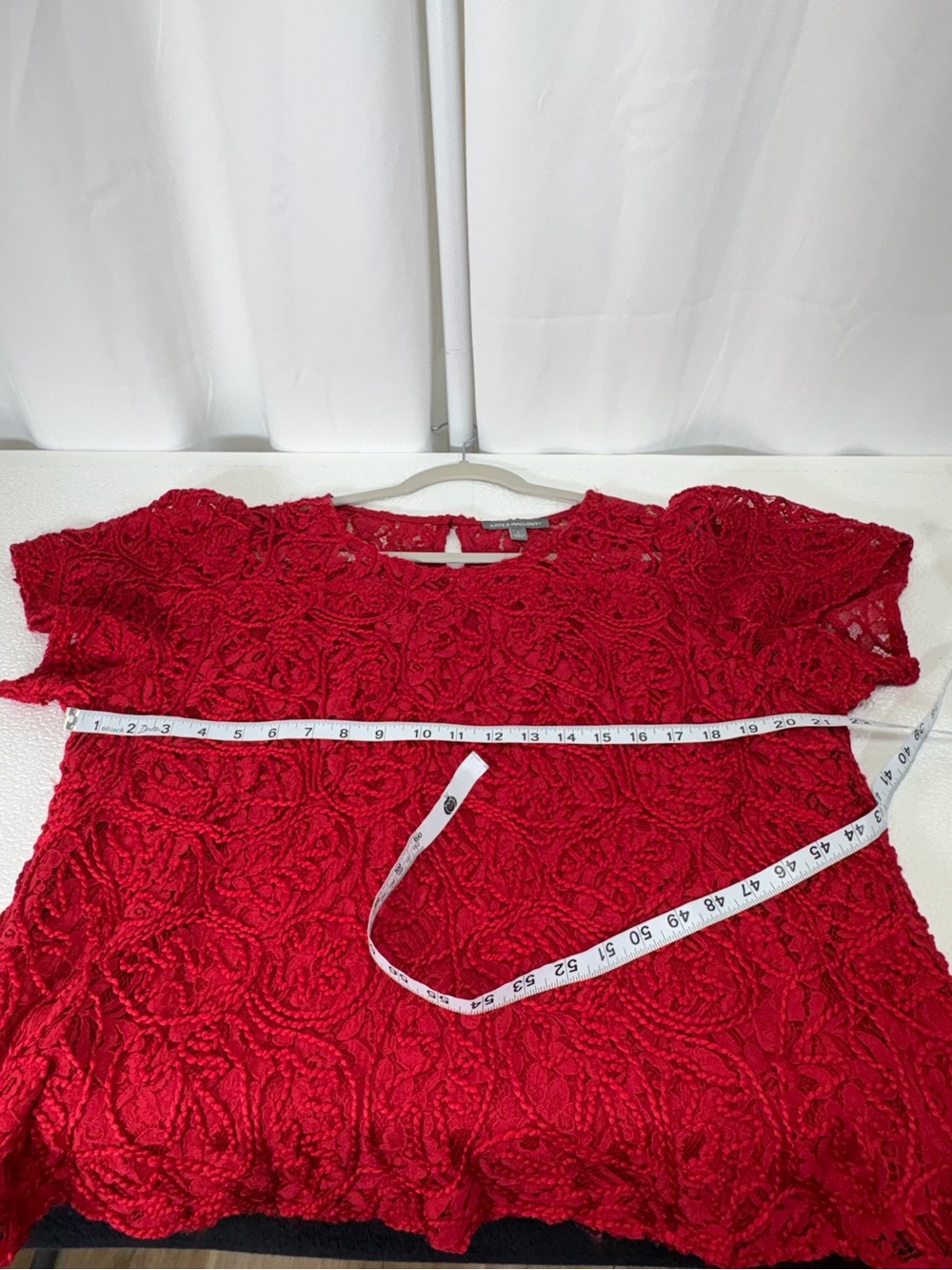 Kate & Mallory Red Floral Lace Short-Sleeve Top 3509 - Picture 5 of 10